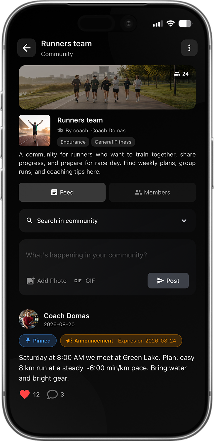 Sportstep coach community screen