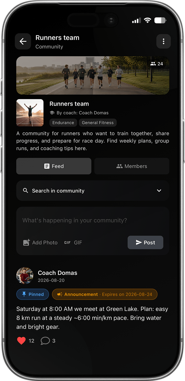 Sportstep coach community screen