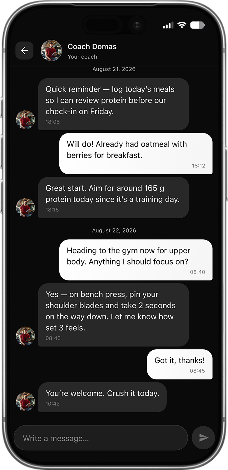 Sportstep app — chat with your coach