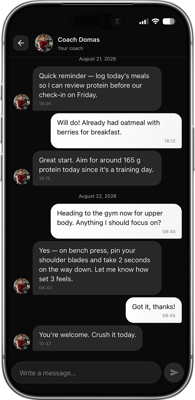 Sportstep app — chat with your coach