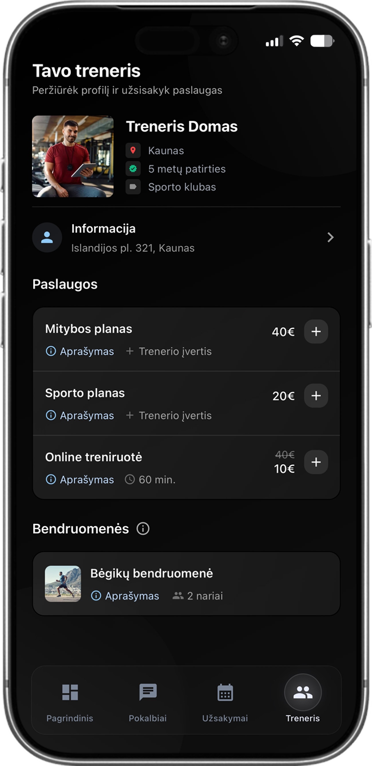 Sportstep programėlė: treniruotės ir užduotys
