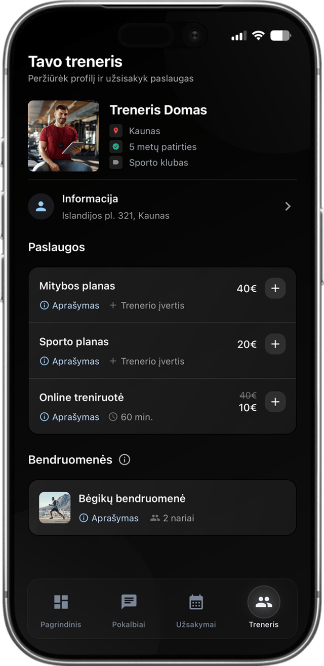 Sportstep programėlė: treniruotės ir užduotys