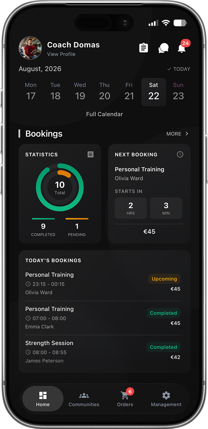 Sportstep coach app — reservations and daily schedule