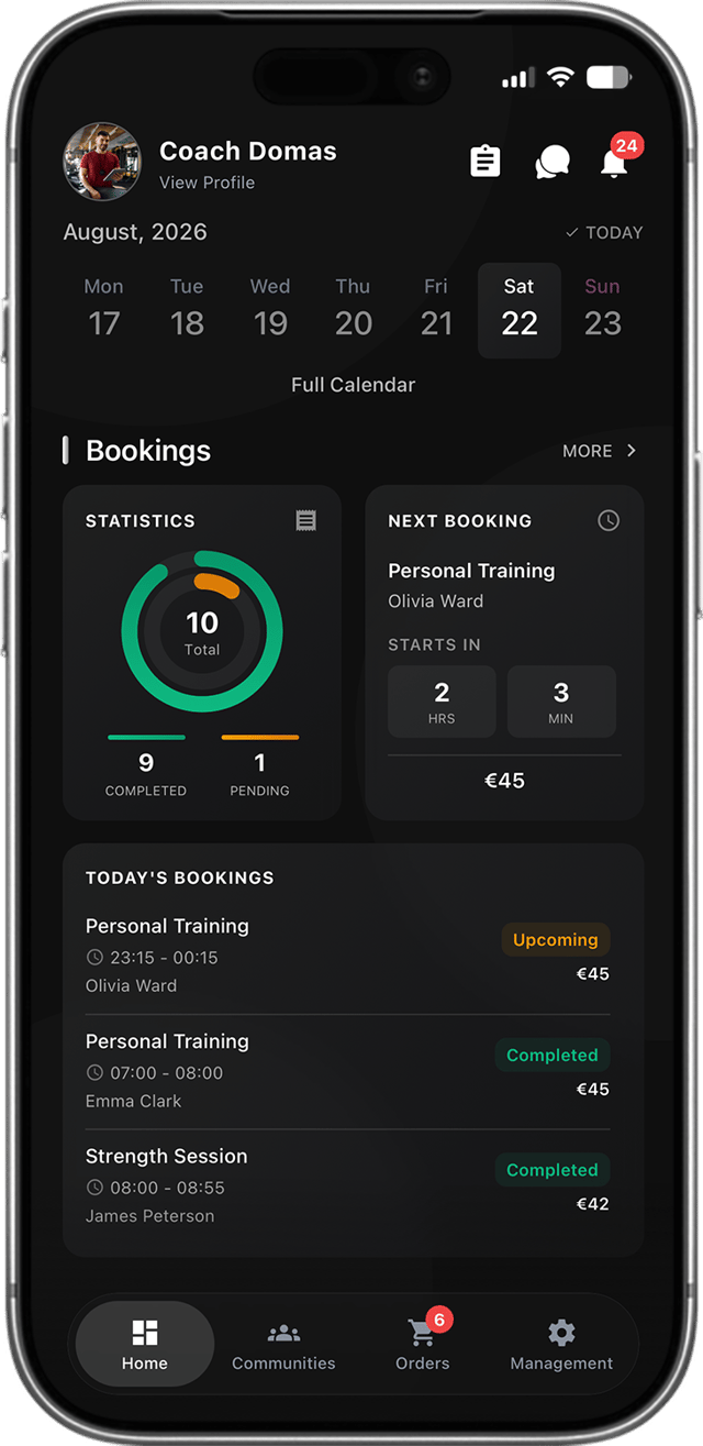 Sportstep coach app — reservations and daily schedule