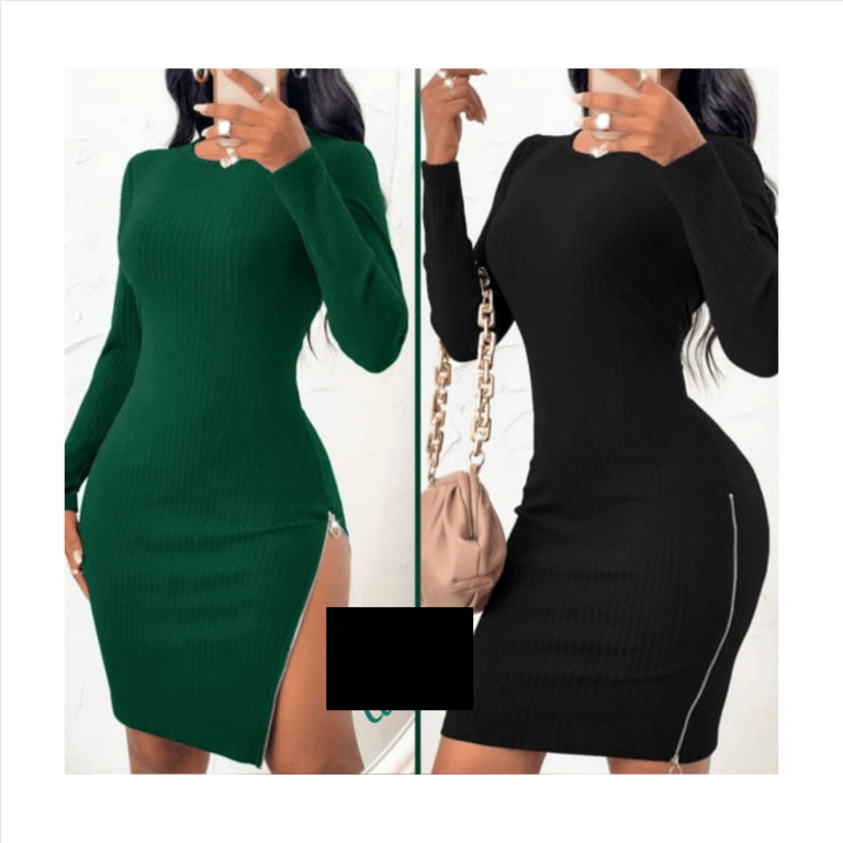 Ladies Long Sleeve Bodycon Gown with ...
