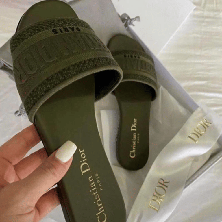 dior slippers green