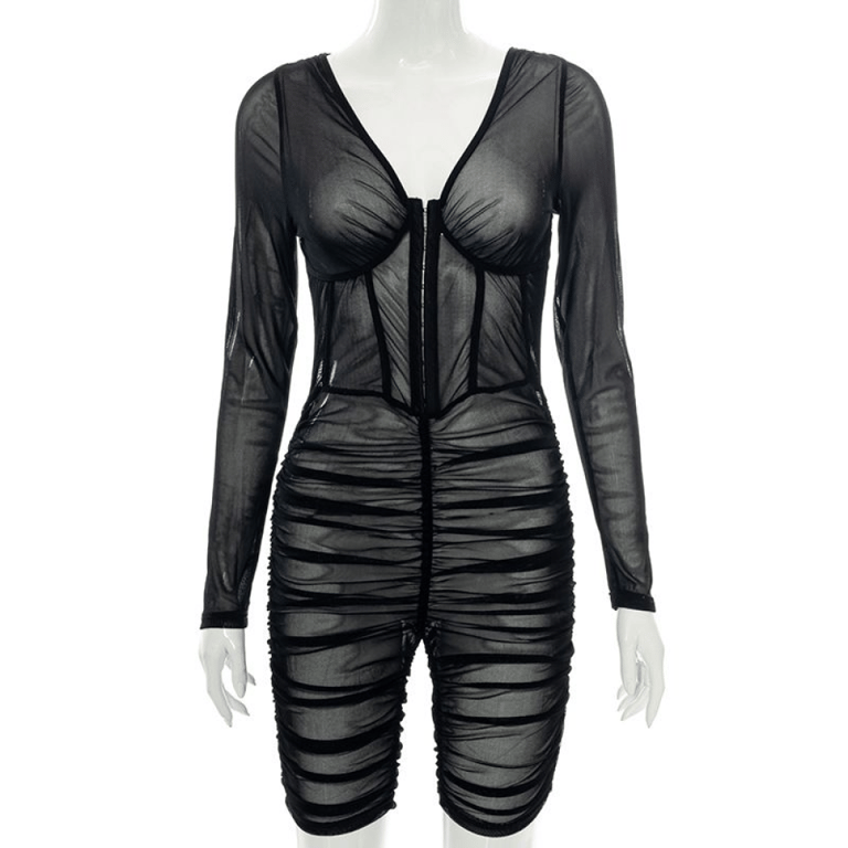 Black Sexy Mesh Playsuit - Turbocart - Free Same Day Delivery Shopping