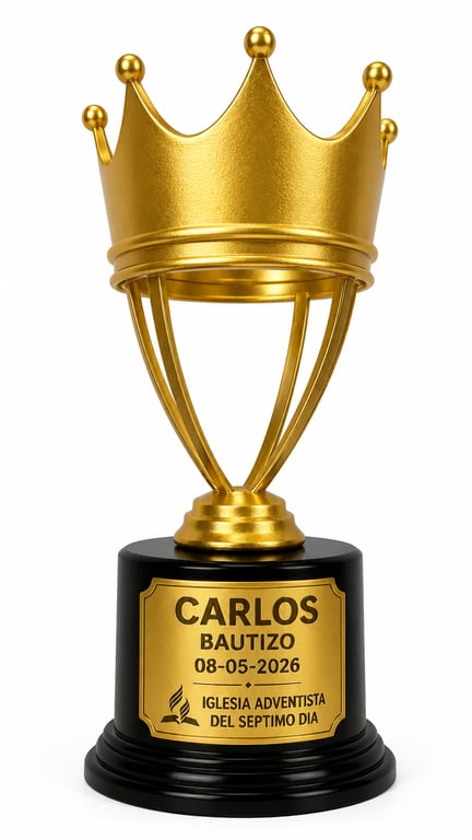 Trofeo Personalizado de Bautismo — Corona de Victoria