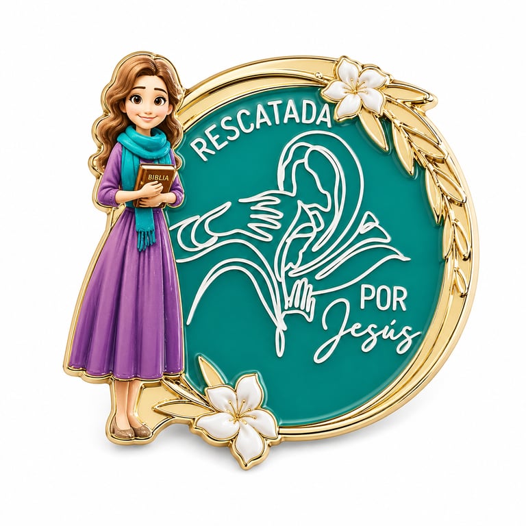 Pin Metálico Premium "Rescatada por Jesús"