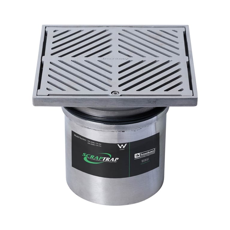 FW-200BS-150-316 Image of Waste Floor 3monkeez Arrestor Square 150Pipe 200mm