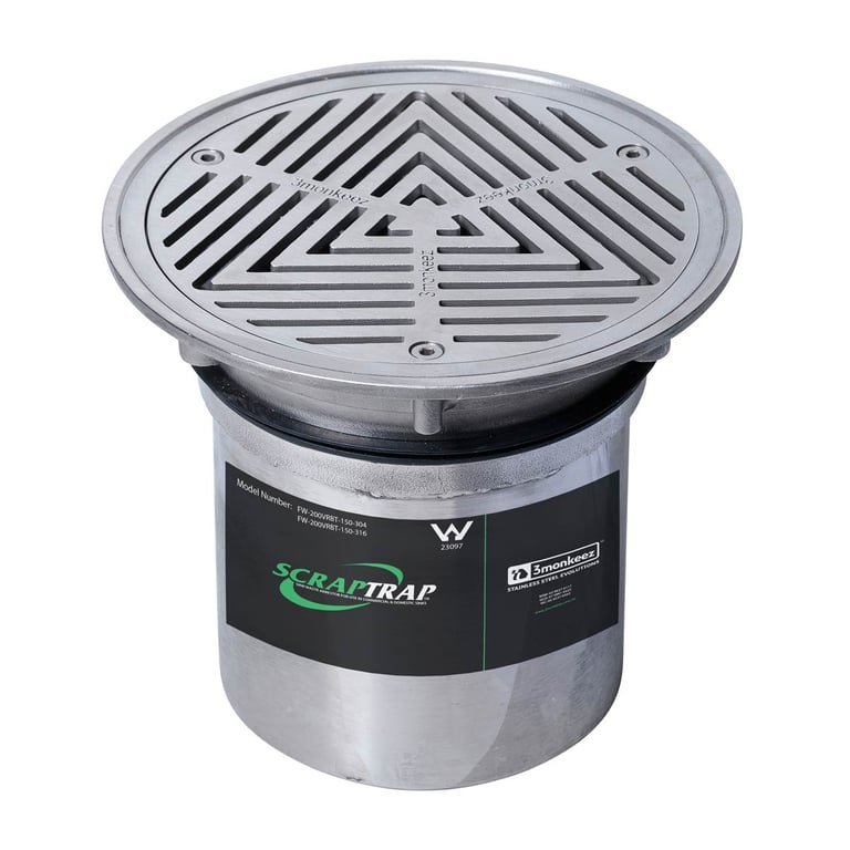 FW-200VRBT-150-316 Image of Waste Floor 3monkeez Vinyl Arrestor 200mm