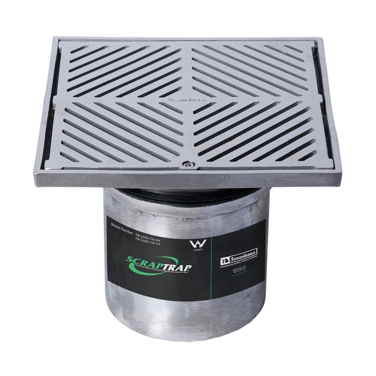 FW-225BS-150-316 Image of Waste Floor 3monkeez Arrestor Square 150 225mm