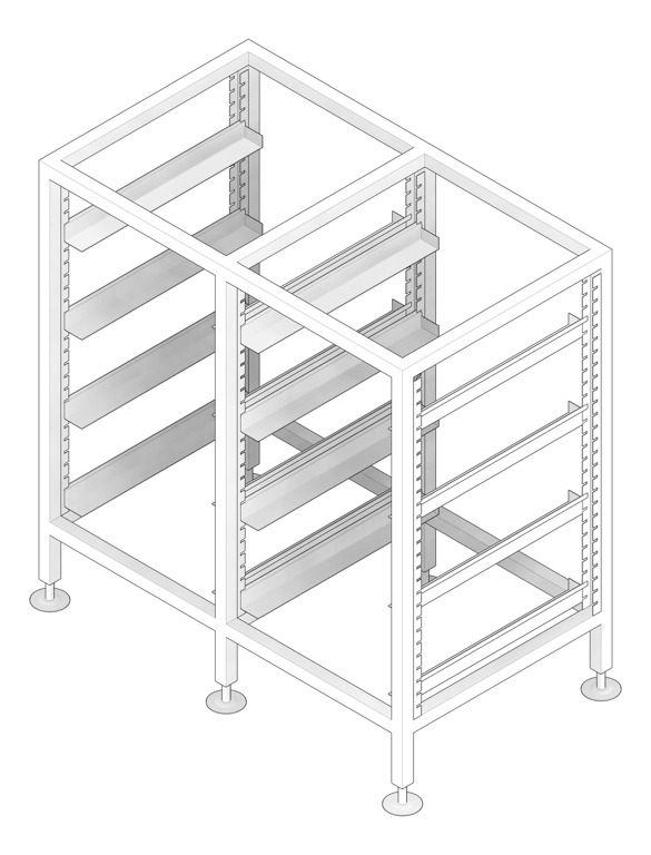 3D Documentation Image of GlassRack FreeStanding 3monkeez AdjustableShelves Double