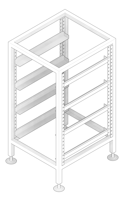 3D Documentation Image of GlassRack FreeStanding 3monkeez AdjustableShelves Single