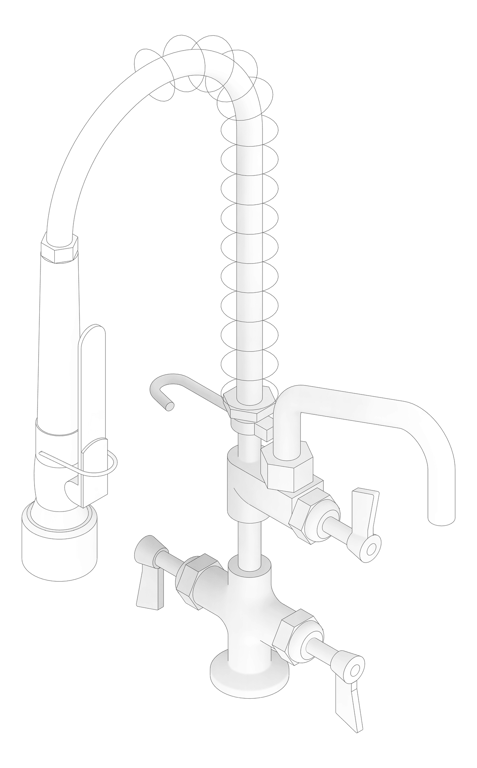 3D Documentation Image of TapSet Hob 3monkeez PreRinseUnit PotFiller Cafe