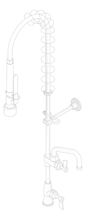 3D Documentation Image of TapSet Hob 3monkeez PreRinseUnit PotFiller Single