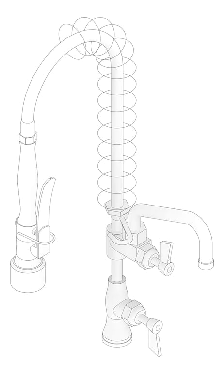 3D Documentation Image of TapSet Hob 3monkeez PreRinseUnit PotFiller Single Cafe