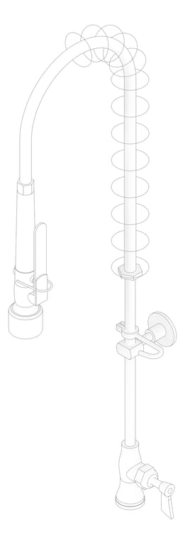 3D Documentation Image of TapSet Hob 3monkeez PreRinseUnit Single