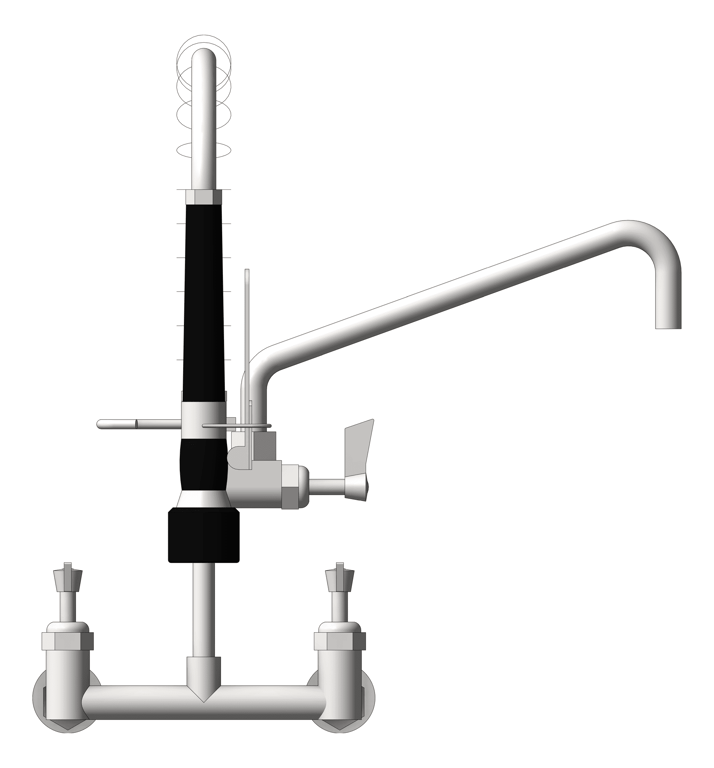 Front Image of TapSet Wall 3monkeez ExposedWall PreRinseUnit PotFiller Cafe