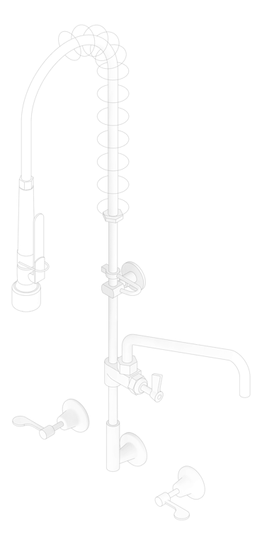 3D Documentation Image of TapSet Wall 3monkeez WallStopsAndElbow PreRinseUnit PotFiller