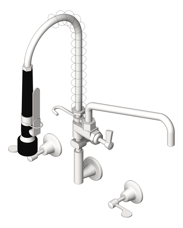 Navigate to TapSet Wall 3monkeez WallStopsAndElbow PreRinseUnit PotFiller Cafe