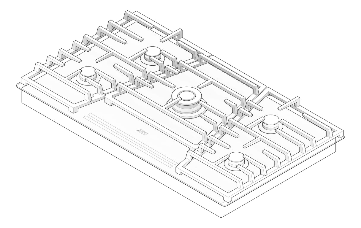 3D Documentation Image of Cooktop Gas AEG 900 Glass TouchControl