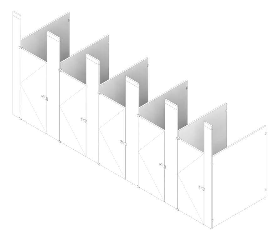 3D Documentation Image of CubicleArray CeilingHung AccuratePartitions LaminateMoistureGuard