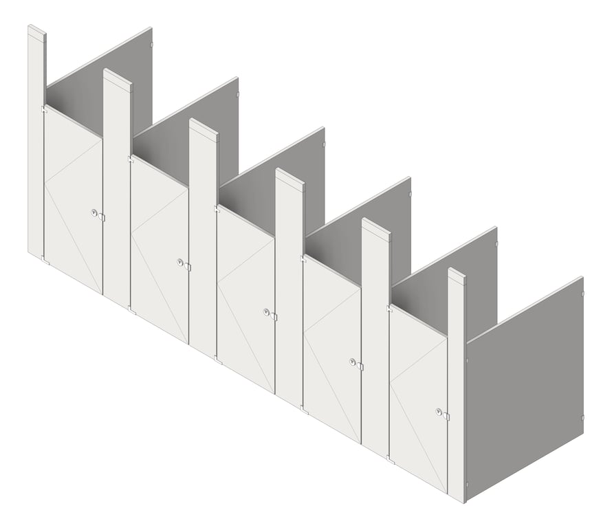 CubicleArray CeilingHung AccuratePartitions StainlessSteel