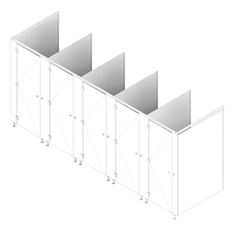 3D Documentation Image of CubicleArray FloorAnchored AccuratePartitions AlpacoClassic OverheadBraced