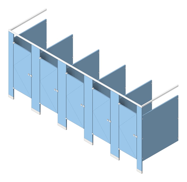 Image of CubicleArray FloorAnchored AccuratePartitions HDPE OverheadBraced