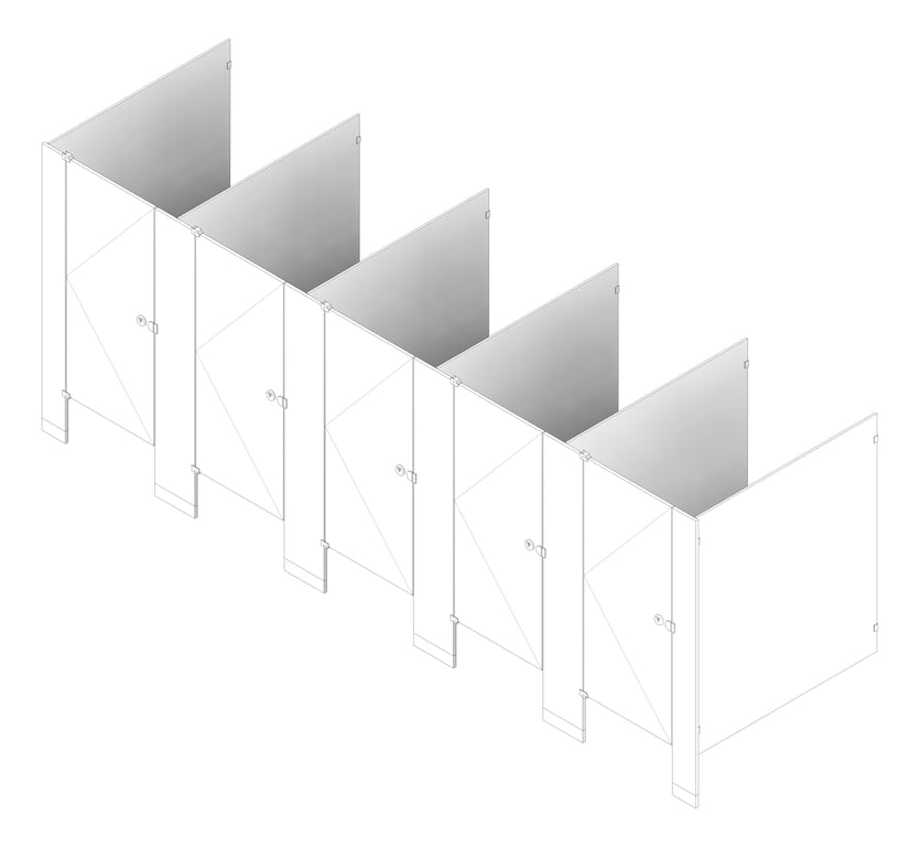 3D Documentation Image of CubicleArray FloorAnchored AccuratePartitions PhenolicBlackCore