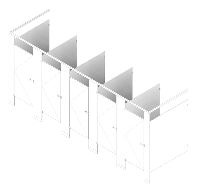 3D Documentation Image of CubicleArray FloorAnchored AccuratePartitions PhenolicBlackCore OverheadBraced