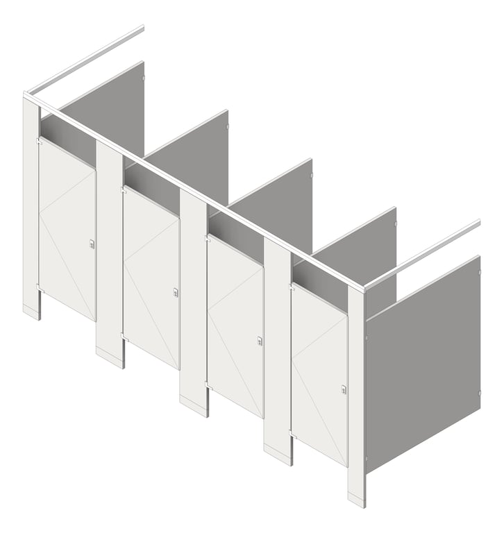 CubicleArray FloorAnchored AccuratePartitions StainlessSteel OverheadBraced IntegratedPrivacy