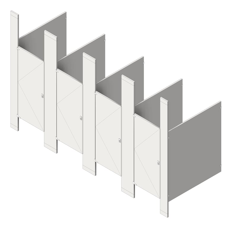 Navigate to CubicleArray FloorToCeilingAnchored AccuratePartitions StainlessSteel IntegratedPrivacy