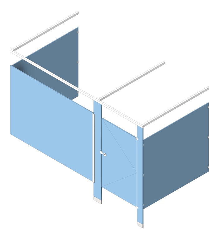 3D Shaded Image of Cubicle FloorAnchored AccuratePartitions HDPE OverheadBraced Alcove