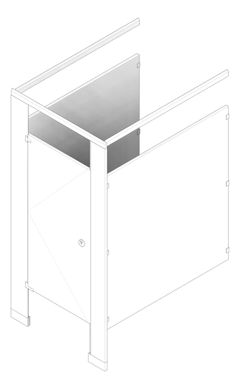 3D Documentation Image of Cubicle FloorAnchored AccuratePartitions HDPE OverheadBraced UltimatePrivacy