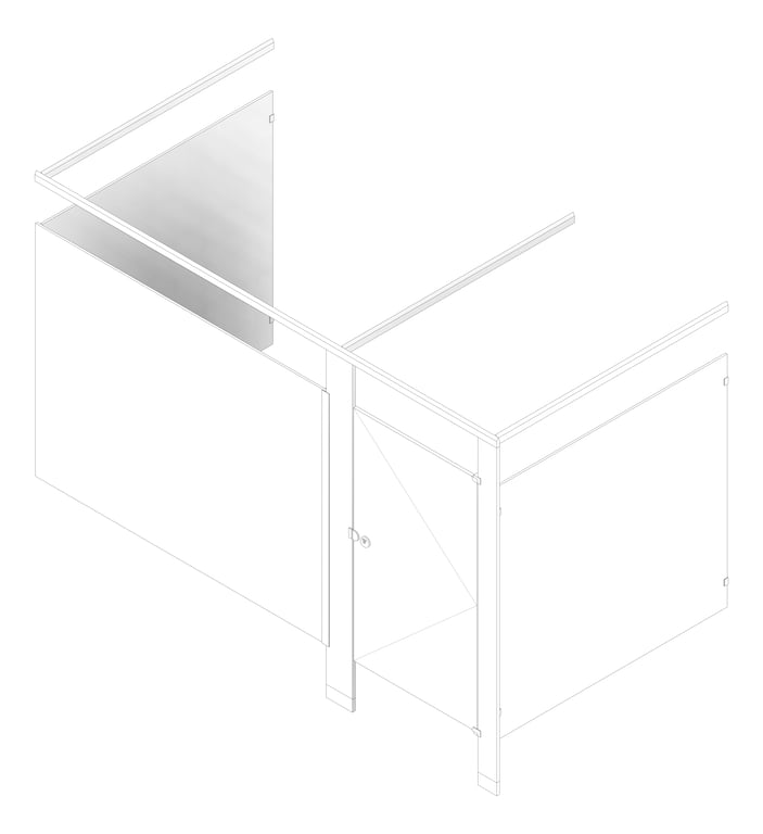 3D Documentation Image of Cubicle FloorAnchored AccuratePartitions PhenolicBlackCore OverheadBraced Alcove
