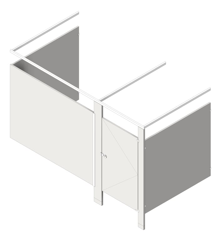 Navigate to Cubicle FloorAnchored AccuratePartitions StainlessSteel OverheadBraced Alcove