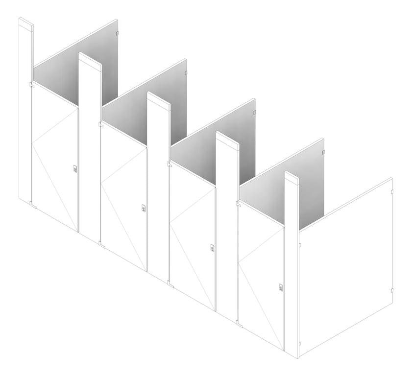 3D Documentation Image of CubicleArray CeilingHung GlobalPartitions PowderCoatSteel IntegratedPrivacy