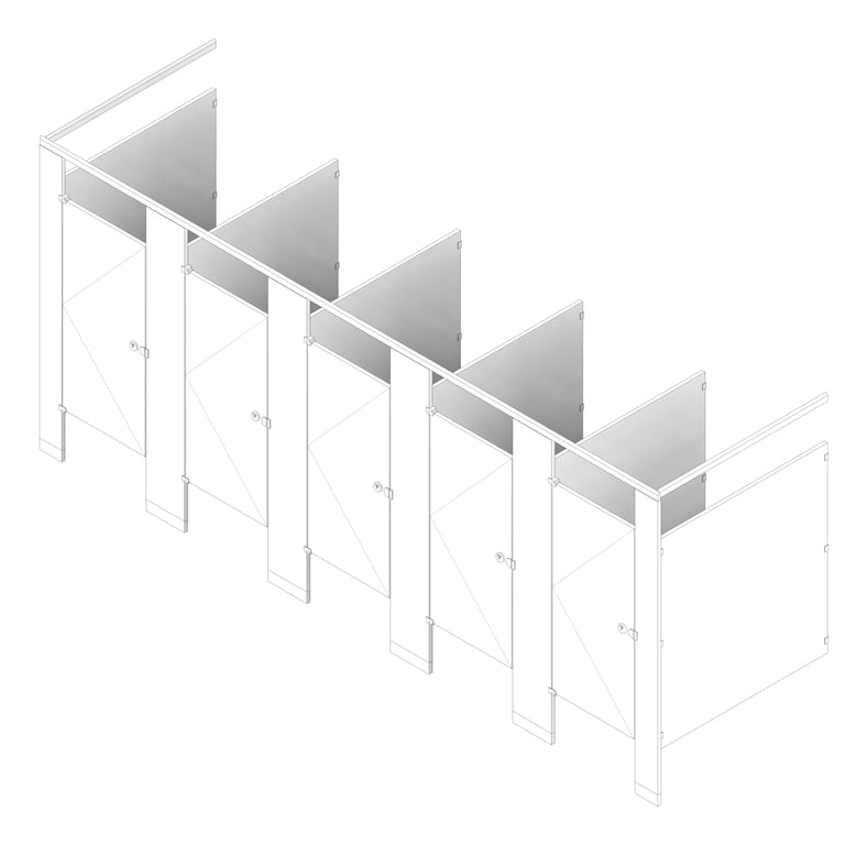 3D Documentation Image of CubicleArray FloorAnchored GlobalPartitions HDPE OverheadBraced