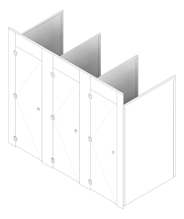 3D Documentation Image of CubicleArray FloorAnchored GlobalPartitions PhenolicColorThru MaximumPrivacy