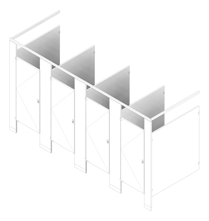 3D Documentation Image of CubicleArray FloorAnchored GlobalPartitions PowderCoatSteel OverheadBraced IntegratedPrivacy