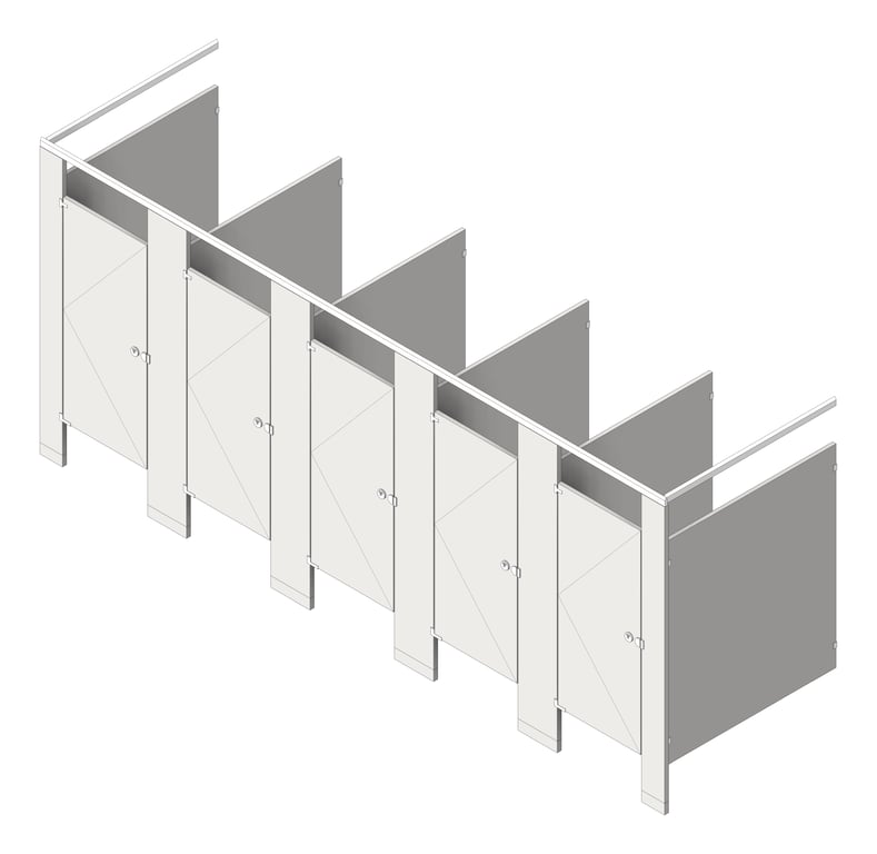 Image of CubicleArray FloorAnchored GlobalPartitions StainlessSteel OverheadBraced
