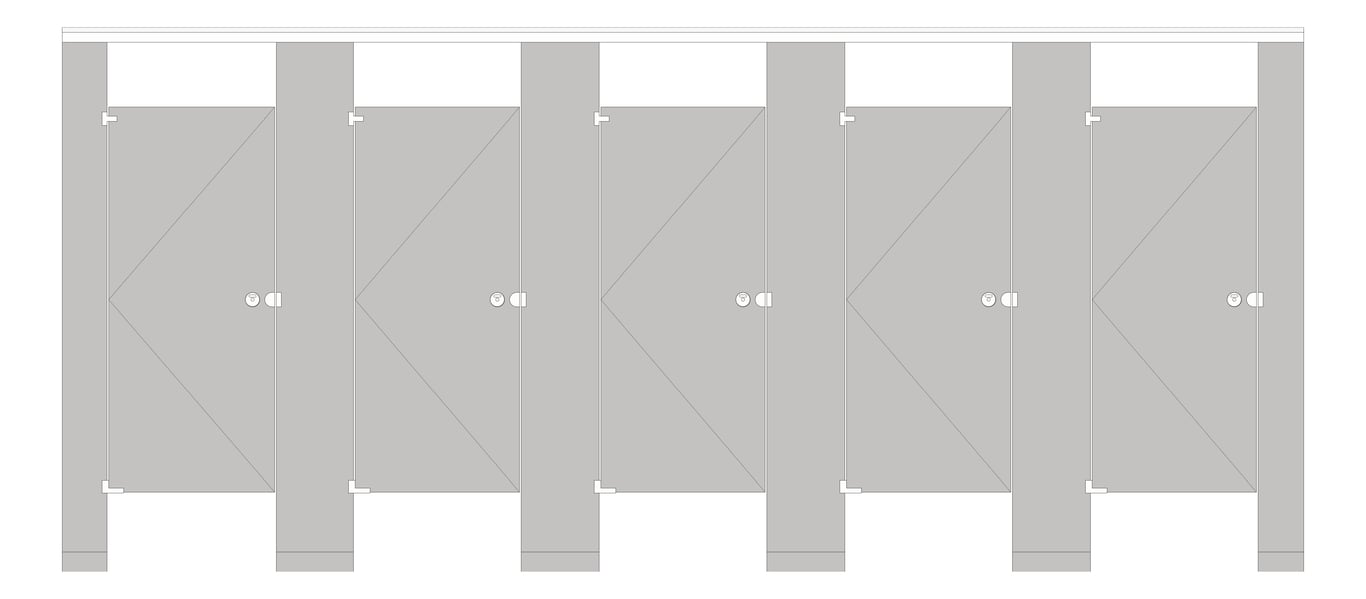 Front Image of CubicleArray FloorAnchored GlobalPartitions StainlessSteel OverheadBraced