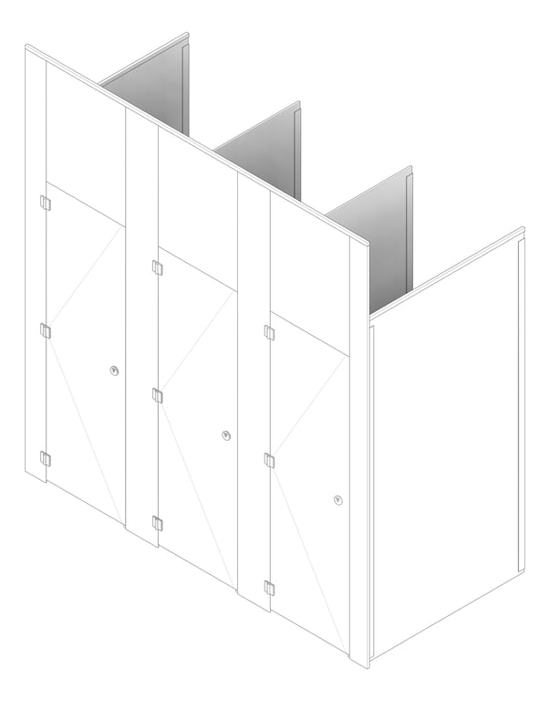 3D Documentation Image of CubicleArray FloorToCeilingAnchored GlobalPartitions PhenolicColorThru MaximumPrivacy