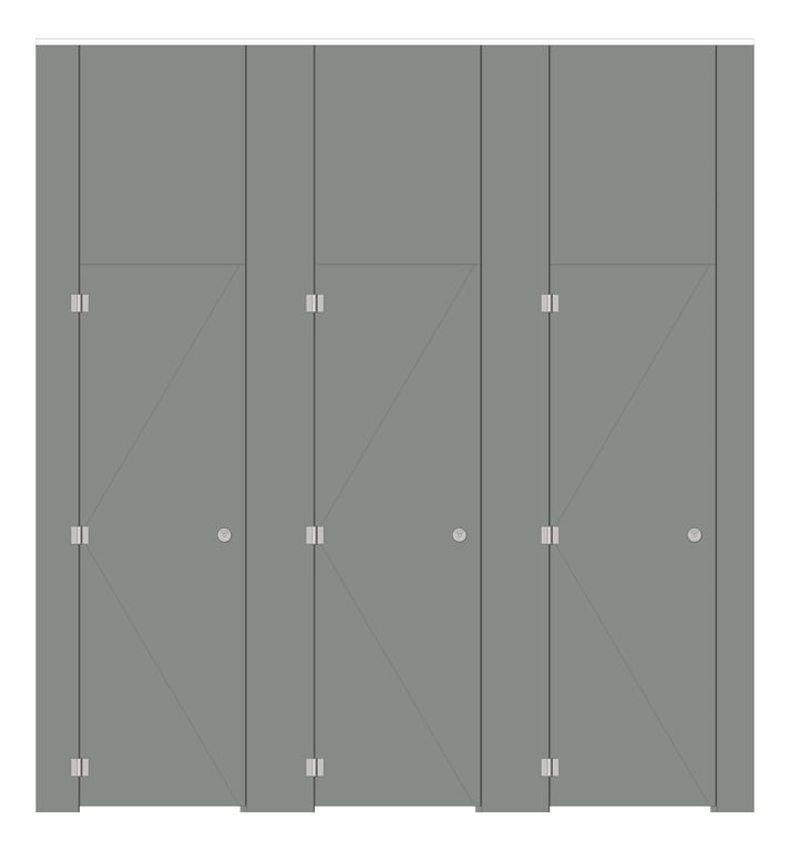 Front Image of CubicleArray FloorToCeilingAnchored GlobalPartitions PhenolicColorThru MaximumPrivacy