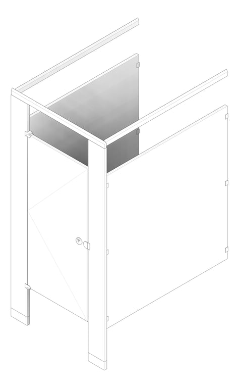 3D Documentation Image of Cubicle FloorAnchored GlobalPartitions HDPE OverheadBraced