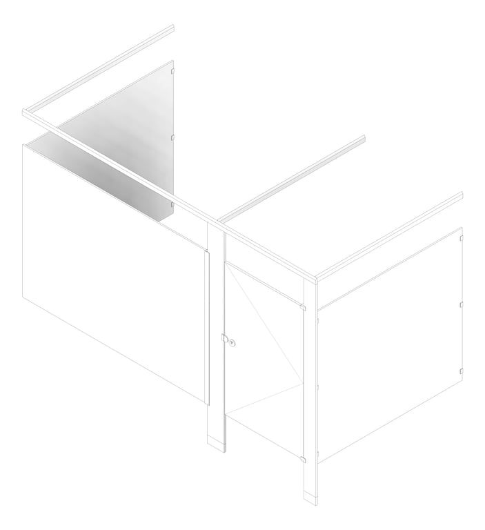 3D Documentation Image of Cubicle FloorAnchored GlobalPartitions HDPE OverheadBraced Alcove