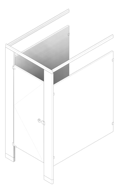 3D Documentation Image of Cubicle FloorAnchored GlobalPartitions StainlessSteel OverheadBraced