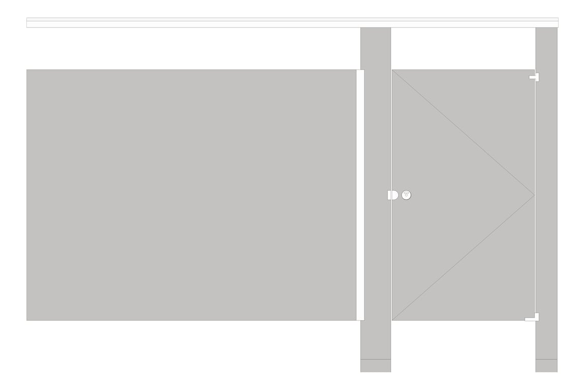 Front Image of Cubicle FloorAnchored GlobalPartitions StainlessSteel OverheadBraced Alcove